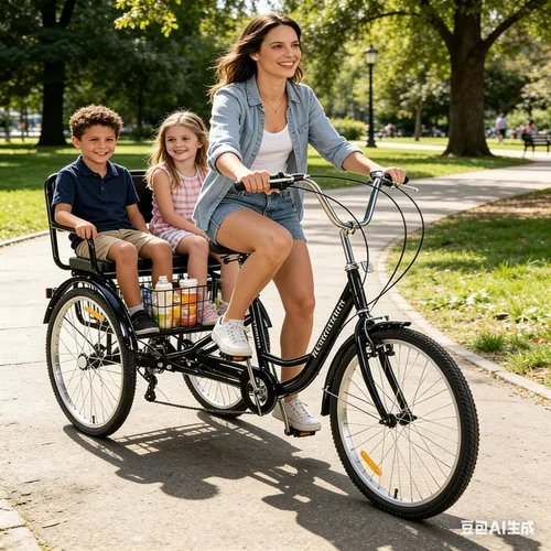 Vista 8 de Triciclo para adultos de 24 pulgadas, 7 velocidades, 3 ruedas con cestas traseras para mujeres/hombres/personas mayores, picnic, ejercicio, compras