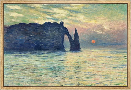 Vista 47 de wall26 Claude Monet - Paseo del acantilado en Pourville - Arte moderno impresionista - Lienzo enmarcado para arte para el hogar, 16 x 24 pulgadas