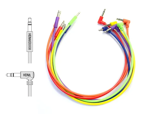 Vista 2 de Cables de conexión CV multicolores de perfil bajo en ángulo/recto de 0.138 in - NO para guitarras - Cables de conexión modulares Eurorack, paquete