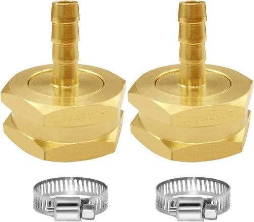 Vista 18 de Joywayus 1/2" Barb x 3/4" Hembra GHT Rosca Giratoria Hexagonal Latón Jardín Manguera de Agua Conector de Cobre con Abrazadera de Acero Inoxidable