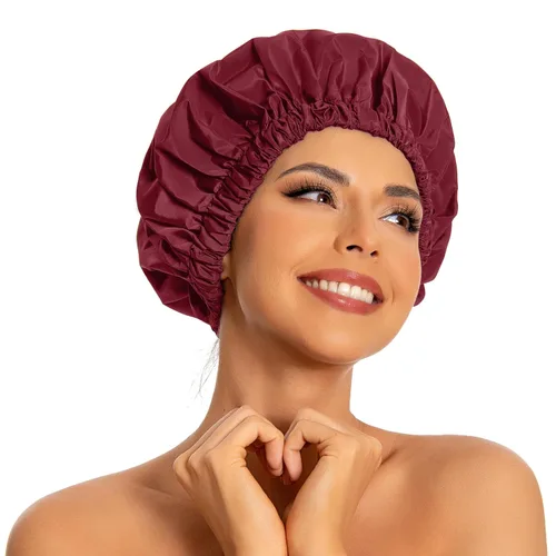 Vista 27 de Edoneery Gorros de ducha para mujer, reutilizables, impermeables, gorro de ducha