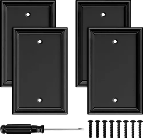 Vista 15 de Placa Decorativa Moderna Negra para Interruptor de Luz, Cubiertas de Tomacorriente Decorativas, Placas de Interruptor Basculante, Material de Fibra