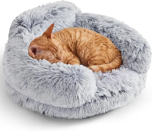 Vista 15 de EHEYCIGA Cama calmante de 20 pulgadas para perros pequeños y gatos, sofá Marrón