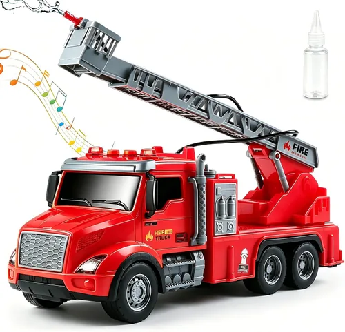 Vista 9 de Camión grúa de juguete para niños de 3 a 7 años, juguetes para niños vehículo de construcción impulsado por fricción con brazo extensible, grúa
