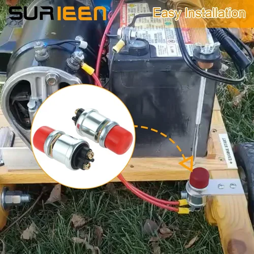 Vista 4 de Botón de arranque del motor, interruptor momentáneo de 12 V y 24 V, botón pulsador de alta resistencia, interruptor de arranque momentáneo