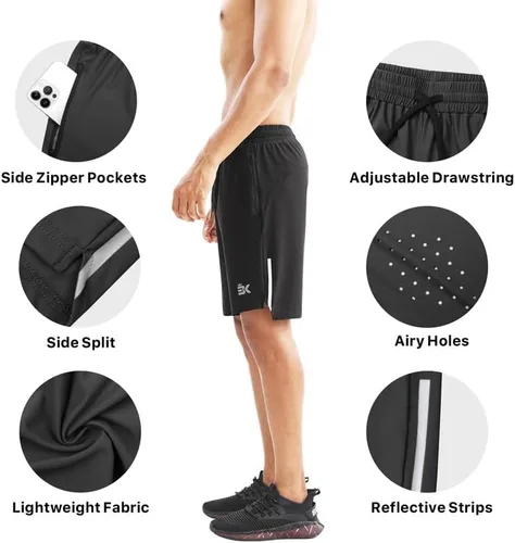 Vista 2 de BROKIG Pantalones cortos de correr ligeros para hombre de 7 pulgadas, pantalones cortos de entrenamiento de gimnasio de secado rápido para hombres
