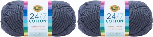 Vista 101 de Lion Brand Yarn - Hilo ligero 24/7 de algodón para tejer, hacer ganchillo y manualidades, Ámbar, paquete de 1 Light Worsted 100% Mercerized Cotton