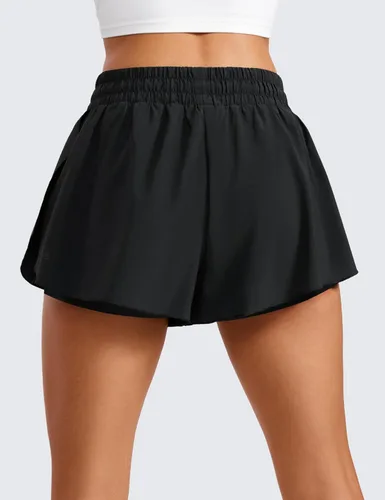 Vista 50 de CRZ YOGA Pantalones cortos de correr 2 en 1 para mujer, cintura alta, secado rápido, para atletismo, gimnasio, descanso, entrenamiento, lindas