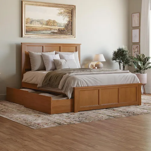 Vista 20 de AFI, Madison - Cama de plataforma de almacenamiento matrimonial con estribo a juego, color espresso