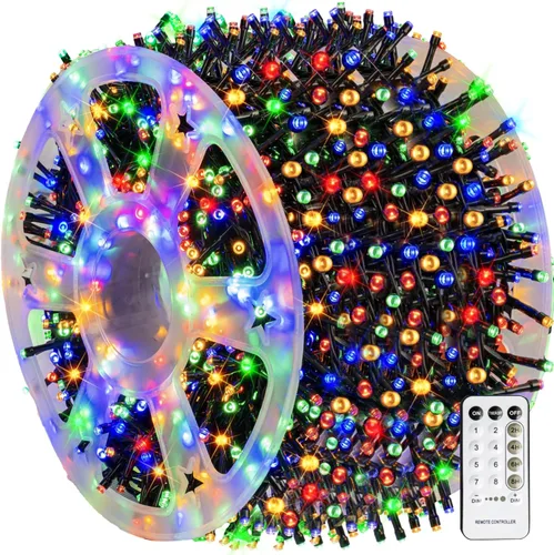Vista 28 de Dazzle Bright - Guirnalda de luces de Navidad para exteriores, 1000 luces LED de 328 pies, enchufe de luz de hada con control remoto, 8 modos