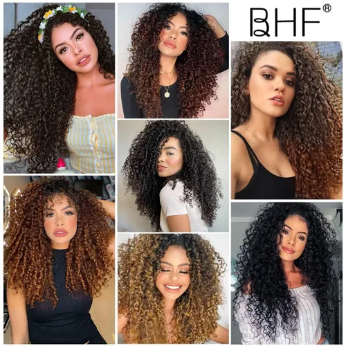 Vista 5 de BHF - Extensión de cabello rizado de 26 pulgadas, con clip de doble trama de 4.94 onzas, fibra japonesa resistente al calor, extensión de cabello