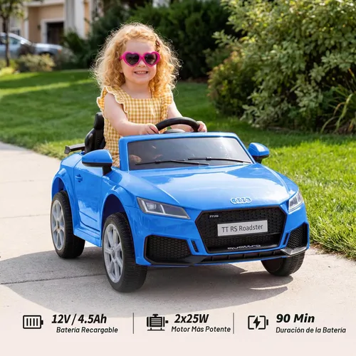 Vista 3 de Audi TTRS 12V - Juguetes de paseo con licencia para niños pequeños de 1 a 3 años Azul oscuro
