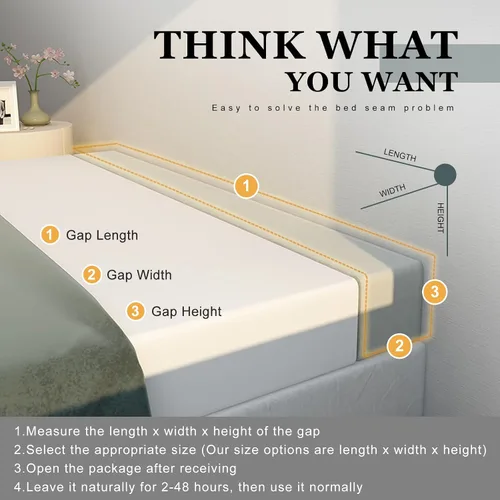 Vista 3 de Extensión de colchón, relleno de espacio entre cabecero y colchón o pared, almohada de cabecero de espuma de alta densidad con funda extraíble