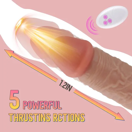 Vista 2 de Consolador de empuje juguetes sexuales para mujeres, vibrador para adultos, juguetes sexuales realistas con 5 acciones de empuje y rotación, 7