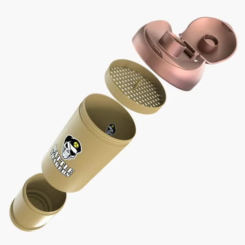 Vista 3 de Bullet Shaker Cup Botella agitadora con temática militar Taza de proteína a prueba de fugas con compartimento de almacenamiento Mezcla
