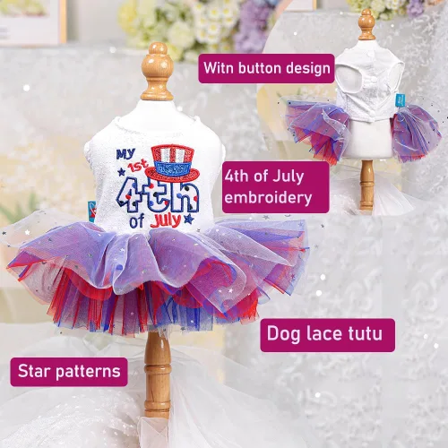 Vista 44 de ANIAC Daisy Vestidos para Perros Pequeños Hembra con Anillo para Correa, Nudo de Lazo Vestido de Boda para Cachorra, Traje de Gato de San Valentín