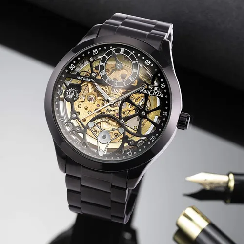 Vista 2 de ManChDa Automatic Mens Watch Mechanical Wrist Watch for Men Skeleton Waterproof Watch