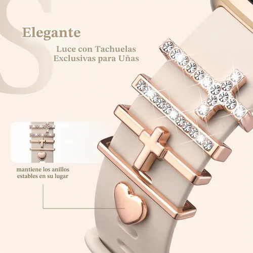 Vista 3 de Ouwegaga Compatible con Fitbit Versa 4 Bandas para Mujer/Sense 2/Sense/Versa 3 Bandas, Correa Deportiva de Silicona Suave con 5 Piezas de Anillos