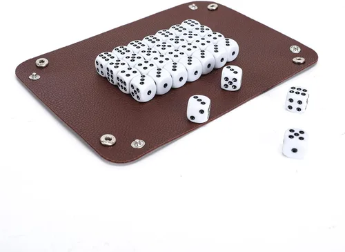 Vista 3 de Party Games - Juego de dados de cuero, 6 tazas de dados de cuero negro + 30 dados + funda exclusiva de almacenamiento y transporte hecha de piel