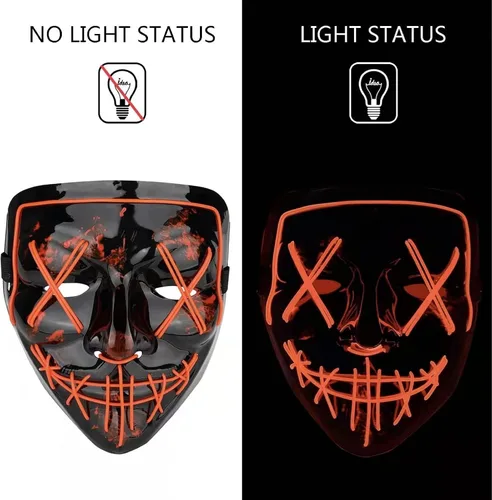 Vista 6 de VITALL Máscaras de Halloween disfraz de miedo disfraz de purga para mujeres hombres niños mascarada cosplay carnaval festivales fiestas regalos rojo