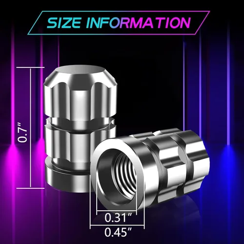 Vista 3 de Aluminum Tire Valve Stem Caps for Lynk, Anti-Rust Tires Air Valve Cap Stem Covers Corrosion-Resistant Automotive Exterior Accessories,L-Silver/F