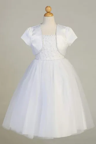 Vista 5 de Vestidos de Primera Comunión para Niñas 7-16 Vestido de Santa Comunión Blanco Vestidos de Primera Comunión para Niñas