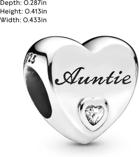 Vista 5 de Pandora Auntie Love Heart Charm - Pulseras de momentos compatibles - Joyas para mujeres - Regalo para mujeres en tu vida - Hecho con plata de ley