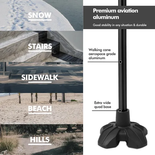 Vista 3 de KINGGEAR F1 Bastón de caminar, bastón para mujeres y hombres, andadores que se mantienen de pie para personas mayores con correa para la muñeca