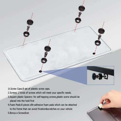 Vista 5 de Tornillos antirrobo para placa de matrícula, accesorios de montaje resistentes a manipulaciones, juego de tornillos de seguridad de 1/4" (M6), kit