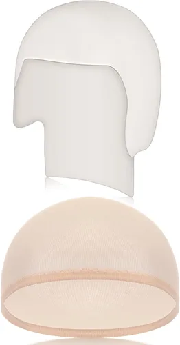 Vista 9 de Syhood 2 piezas de Halloween calva gorra maquillaje látex calvo sombrero cabeza peluca gorras cosplay disfraz para adultos