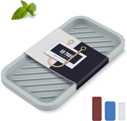 Vista 14 de EG-SIPRO Soporte de esponja de silicona, bandeja organizadora para fregadero de cocina, organizador de esponja para mostrador de baño, soporte