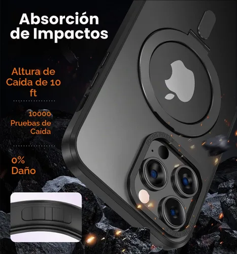 Vista 5 de MAGIC JOHN Funda para iPhone 11 Pro [compatible con Magsafe] [con soporte de metal magnético] [a prueba de golpes de grado militar] Negro