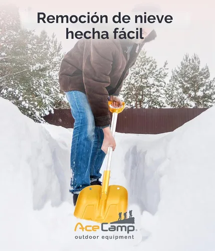 Vista 2 de AceCamp - Pala de nieve portátil telescópica y ligera, de aluminio, plegable