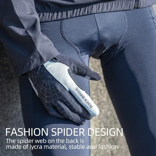 Vista 2 de ROCKBROS Guantes de ciclismo para hombre, guantes de bicicleta de montaña, guantes de bicicleta SBR Pad antideslizante guantes de conducción