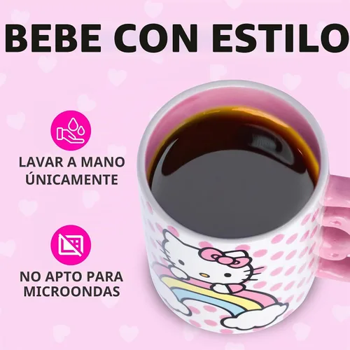 Vista 3 de Silver Buffalo Sanrio Hello Kitty Puntos Arcoíris 3D Taza de cerámica esculpida con asa con forma de arcoíris, 20 onzas Sanrio Hello Kitty Rainbow