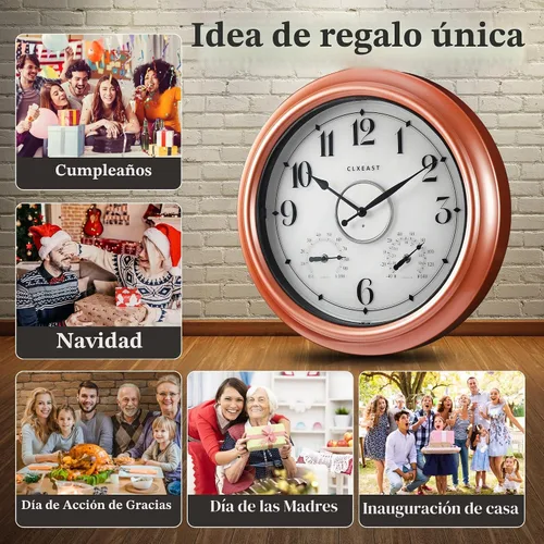 Vista 8 de CLXEAST Relojes iluminados de 18 pulgadas para interior y exterior con sensor inteligente, reloj de pared moderno estilo granja con temperatura