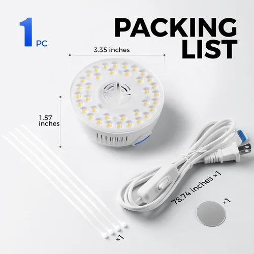 Vista 9 de Barrina Orbgrow OG09 Puck - Luz LED de crecimiento, 5000K 9W (equivalente a 135 vatios), luces de plantas para plantas de interior de espectro