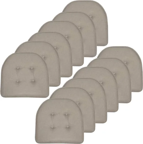 Vista 148 de Sweet Home Collection - Cojín de asiento de espuma viscoelástica y respaldo de caucho antideslizante con capitoné para silla, cojín en U, 17x16 Gris
