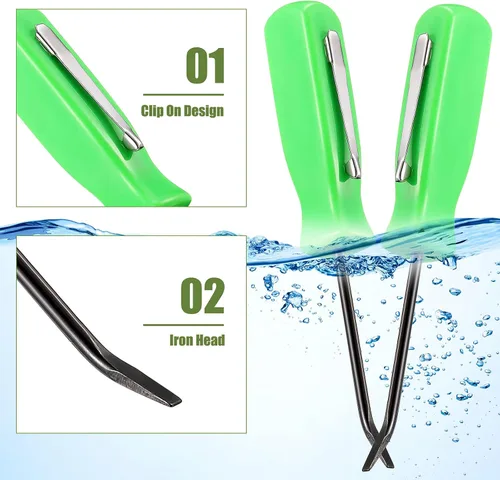 Vista 4 de Mini barra de palanca de bolsillo de 6 piezas, barra de bolsillo verde con juego de clips de 4.5 pulgadas de longitud, mini herramienta