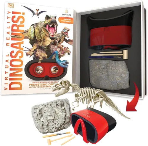 Vista 2 de Abacus Brands Caja de regalo de dinosaurios de realidad virtual, libro interactivo ilustrado de realidad virtual y juego de actividades
