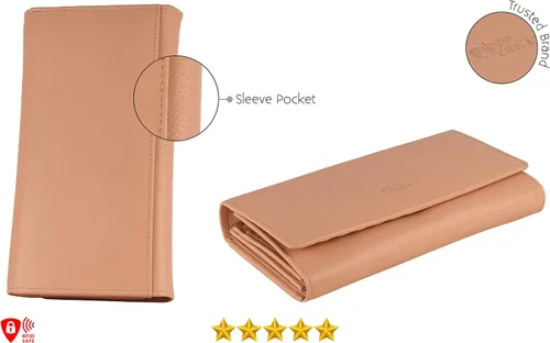 Vista 11 de Mou Meraki - Billetera o bolsa de mano de cuero genuino, con bloqueo de seguridad RFID, con escudo contra el robo de identidad, para mujeres