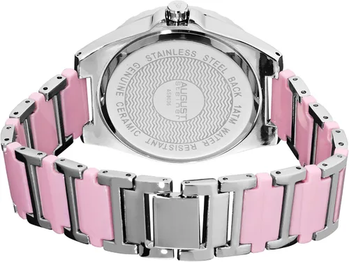 Vista 3 de August Steiner AS8036 - Reloj de pulsera de cerámica con dos filas de cristales auténticos en bisel