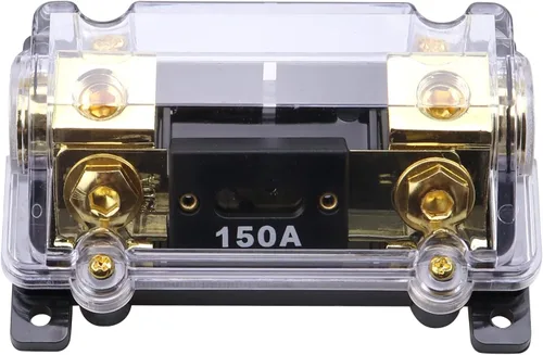 Vista 4 de ZOOKOTO Portafusibles de 100 A, audio estéreo para automóvil, soporte de fusibles ANL en línea de calibre 0, 2, 4, con fusible ANL de 100 amperios