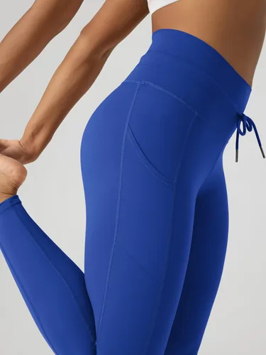 Vista 5 de ODODOS Leggings con Cordón de Amarre y Bolsillo para Uso Diario para Mujeres de Cintura Alta 25" 28" Pantalones de Yoga para Entrenamiento