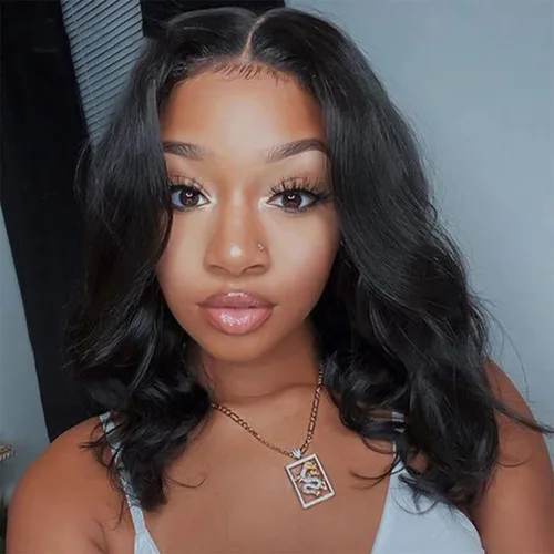 Vista 15 de Peluca de Cabello Humano con Corte Pixie Bob Sin Pegamento Pre Desplumada Pre Cortada Húmeda y Ondulada Pelucas de Encaje Frontal para Mujeres