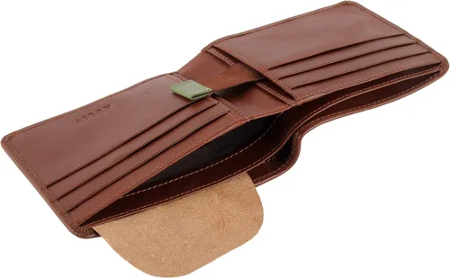 Vista 6 de AULIV Cartera minimalista de piel con bloqueo RFID para hombre, delgada, antirrobo, soporte para tarjetas de crédito, clip para dinero