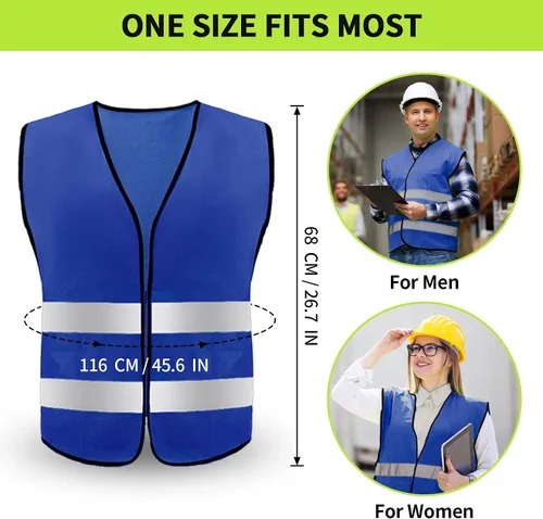 Vista 5 de Chaleco de seguridad, chaleco reflectante de alta visibilidad para hombres, trabajo, ciclismo, corredor, topógrafo, voluntario, carretera