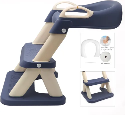 Vista 5 de Escalera de asiento de entrenamiento para niños pequeños, silla de inodoro con escalón más ancho, entrenador de baño para niños pequeños