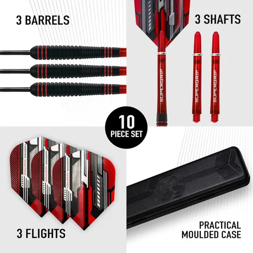 Vista 4 de Harrows Ace Rubber Brass Steel Tip Darts Set Available in 20g, 22g, 24g & 26g - Includes Supergrip Shafts, Micron Marathon Flights & Convenient
