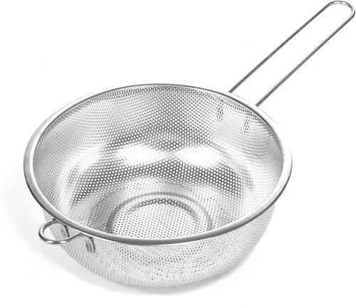 Vista 9 de Colador de malla fina de metal y colador para cocina con asa, colador de pasta de acero inoxidable/embudo de cocina/colador/colador para colar/lavar
